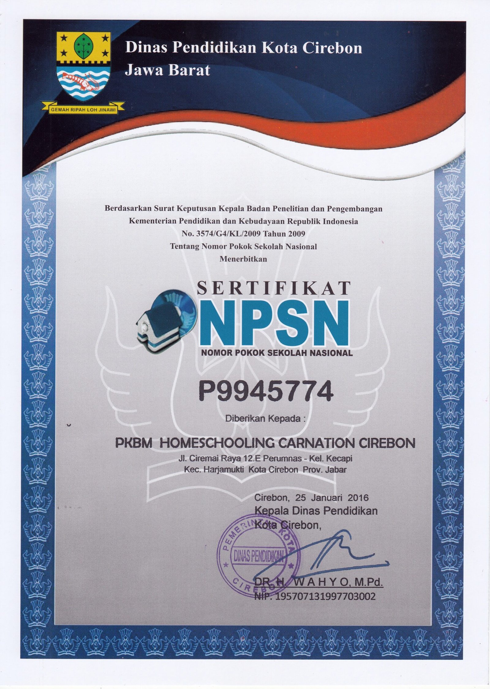 Dokumen Sertifikat NPSN / Akreditasi